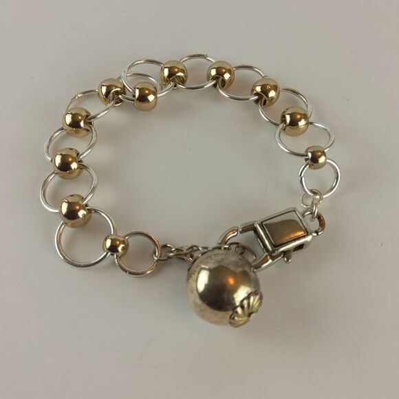 (3/$20) silvertone & goldtone beaded link bracelet - Picture 1 of 8